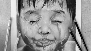 hyper realistic bathing baby drawing  99 match [upl. by Blackstock]