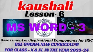 KaushaliLESSON  6 Assessment on Aspirational Components for ClassIX amp X [upl. by Chrotoem]