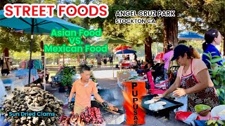 ASIAN FOOD vs MEXICAN FOOD on STREET FOOD ANGEL CRUZ PARK 6222024 streetfood food mexicanfood [upl. by Acinad108]