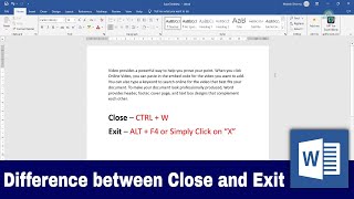 Difference Between Close and Exit in MS Word  Acme Collins School [upl. by Lihka]