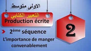 سنة اولى متوسط production écrite limportance de manger convenablement [upl. by Kotta]