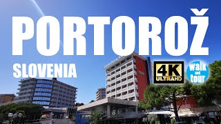 Portorož  Walk on a Nice Promenade by the Sea  4K UHD 60 fps  sLOVEnia [upl. by Kcinnay]