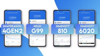 Snapdragon 4 Gen 2 Vs Helio G99 Vs Dimensity 810 Vs Dimensity 6020  Antutu Benchmark amp Specs [upl. by Lattonia625]