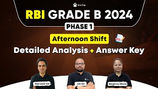 🔴 RBI Grade B 2024 Phase 1 Detailed Analysis  RBI 2024 Answer Key  RBI Exam Questions  EduTap [upl. by Ainolopa]