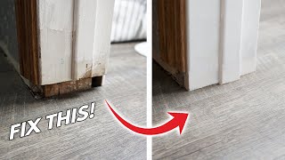 How To Fix BIG Door Jamb Gaps After New Floor Install EASY DIY Door Trim Repair [upl. by Llirpa]