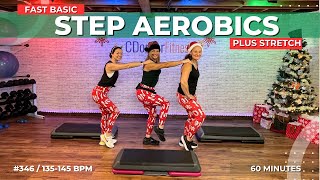 FAST BASIC STEP AEROBICS WORKOUT WITH STRETCH CDornerFitness 346  138 BPM [upl. by Sherrod491]