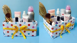 DIY Makeup Organizer Box  Cardboard Cosmetic Box Making at Home  5 [upl. by Dionne433]