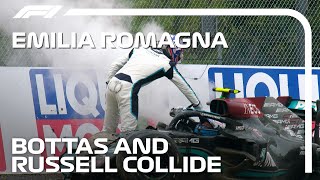 Bottas amp Russell Collide at Imola  2021 Emilia Romagna Grand Prix [upl. by Elman]