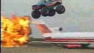 bigfoot monster truck airplane jump [upl. by Lonee]