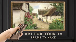 Framed TV Art Screensaver 4K Vintage Cottage Landscape Painting Wallpaper Background  No Sound [upl. by Maia]