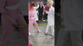 WHY JIMIN HIDE HER🤔jiminrmsugajungkookjinjhopehalseyvshortviral [upl. by Thorma]