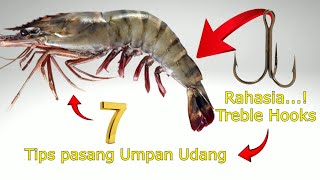 7 Cara Pasang Kail Pancing Treble Hooks Pada Umpan Udang HidupTerbaik Dalam Air [upl. by Aliam]