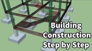 Building Construction Process  step by step  with Rebar placement [upl. by Rifkin]