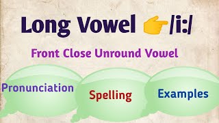 Long Vowel 👉i Pronunciation Spelling and Examples Front Close Unround Vowel sound [upl. by Jacobah]