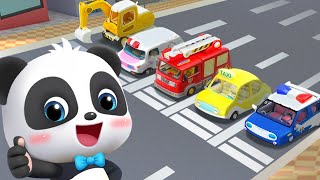 Five Little Cars Patrol Team  Street Vehicles Song  Nursery Rhymes amp Kids Songs  BabyBus [upl. by Guibert]