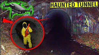 YOU WONT BELIEVE WHAT MY DRONE CAUGHT ON CAMERA IN THIS HAUNTED TUNNEL VERY SCARY [upl. by Maxia]