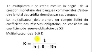 Économie monétaire S3 partie 12 quot le multiplicateur de crédit quot [upl. by Giaimo]