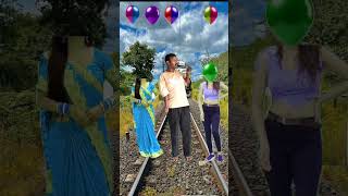 cute funny dancing aunty amp me stop highspeed train trendingshorts shortfeed shorts viral vfx [upl. by Eirhtug409]