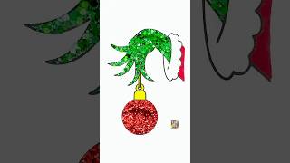 DIY Glitter Grinch holding Christmas ball ornament coloring ideas for kids kids christmas kidsart [upl. by Coppins601]