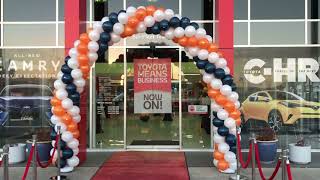 Navy Blue Orange and white air filled latex balloon arch outdoors [upl. by Zerla]