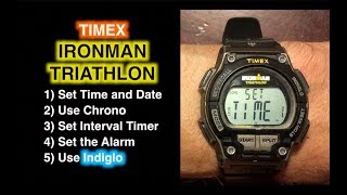 How to Set Timex Ironman Triathlon  Set Time Date Chrono Timer and Alarm [upl. by Derward]