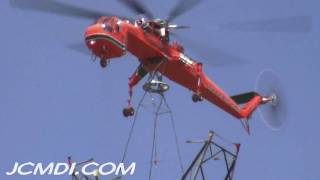 V04859 Sikorsky S64 Skycrane 500Kv Tower construction [upl. by Neelyt354]