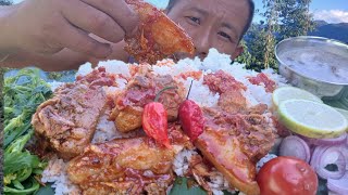 Naga Style tender Pork and Snail with pirela curry  Naga king chilli  Pork mukbang [upl. by Tooley]