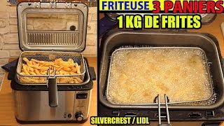 FRITEUSE 3 PANIERS LIDL SILVERCREST 2000W Deep Fryer Fritteuse Friggitrice [upl. by Fotinas]