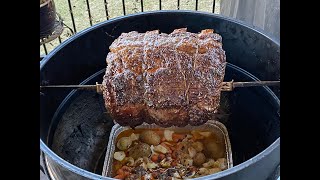 Hickory Smoked Standing Rib Roast on the 22quot Weber Performer Holiday Favorite Rotisserie Style [upl. by Nelehyram285]