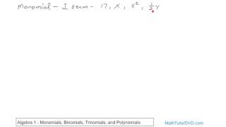 Algebra 1 Unit 4 Lesson 4 Monomials Binomials Trinomials And Polynomials [upl. by Lussier738]