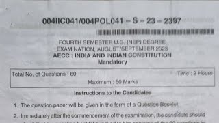 India And Indian Constitution Bcom 4th Semester NEP Question Paper Year 2023 Dharwad University [upl. by Cychosz]