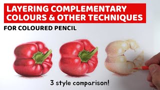 3 Layering techniques compared for coloured pencil [upl. by Eenahc]