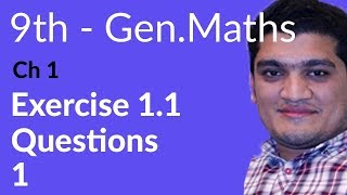 9th Class General Math Ch 1 lec 1 Exercise 11 Question no 1  Matric part 1 Gen Math [upl. by Corney]