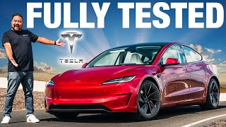 TESTED Tesla Model 3 Performance  060 Quarter Mile Skidpad Range amp More [upl. by Akamaozu1]