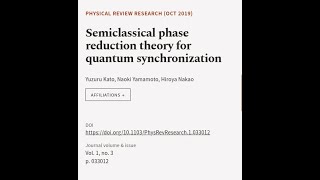 Semiclassical phase reduction theory for quantum synchronization  RTCLTV [upl. by Lahcear]