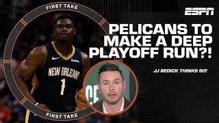 JJ Redick thinks the Pelicans can make a DEEP RUN in the playoffs 👀  First Take [upl. by Anawik]