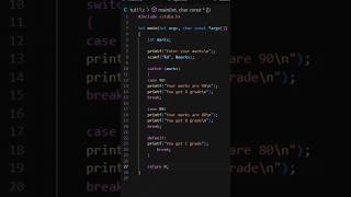 Basic SWITCH CASE code in C Language In VS Code C codequest coding ytshorts [upl. by Lemart]