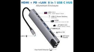 Hub Adaptador Dockstation 5 Em 1 USB Tipo C Multiportas Saidas RJ45 HDMI Ethernet USB 3 0 [upl. by Arnie]