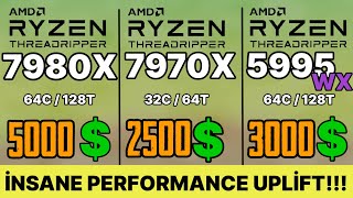 Threadripper 79780X VS 7970X VS TR 5995WX VS Threadripper 3970X VS R9 7950X VS İ9 14900K [upl. by Iphigenia]