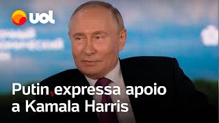 Eleições nos EUA Em tom sarcástico Putin expressa apoio a Kamala Harris [upl. by Dnumsed]