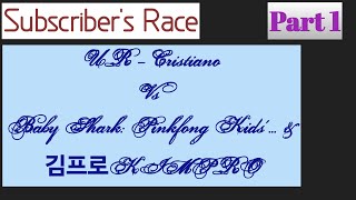 quotLive Subscriber Race Baby Shark vs 김프로 vs UR Cristiano  RealTime YouTube Racequot [upl. by Kitti]