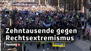 Erneute Demo gegen Rechtsextremismus Mindestens 60000 Menschen in Hamburg [upl. by Haridan]