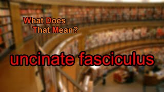 What does uncinate fasciculus mean [upl. by Idnib]