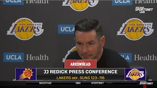 JJ Redick PostGame Interview  Anthony Davis are best player on Lakers BY FAR  Hes play MVPlevel [upl. by Esinert487]