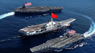 Chinese Navy Ship SURROUNDED by US Aircraft Carriers Then THIS Happened [upl. by Oicelem]