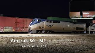 NS 18K meets Amtrak 30 with 19K leaving right after in Elkhart on 2172024 [upl. by Limann662]