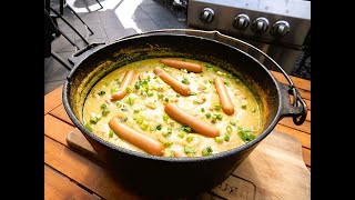 Deftige Erbsensuppe aus dem Dutch Oven Gasgrill Rezept [upl. by Wehtam]