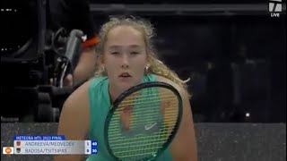 16 yo Mirra Andreeva  Medvedev match point vs Paula Badosa  Tsitsipas World Tennis League [upl. by Wolliw]