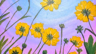 Yellow daisy flower Painting [upl. by Rehpotsirhc]