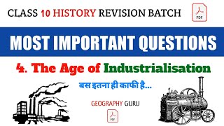 Class 10 SSt History Ch 4 The Age of Industrialisation Most Important Question 2023  cbseclass10 [upl. by Critchfield]